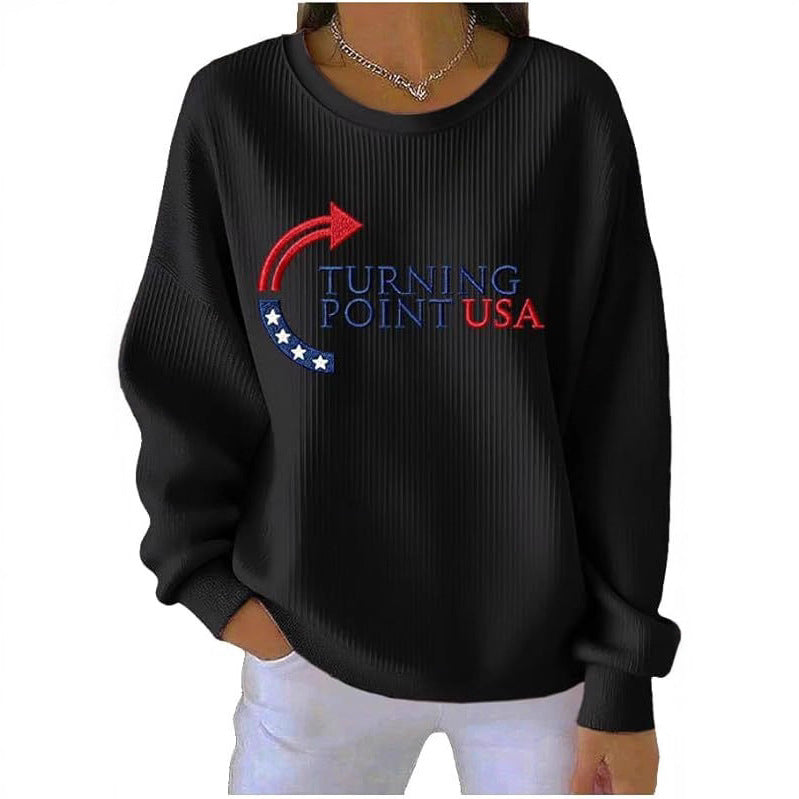 Trendy Women's Round Neck Pullover Sweatshirt