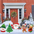 5 Pack Christmas Outdoor Yard Signs With Stakes Christmas Tree Reindeer Santa Gingerbread Snowman Signs Holiday Garden Sign For Xmas Winter Party Porch Lawn Walkway Decorations Outdoor Christmas Scene