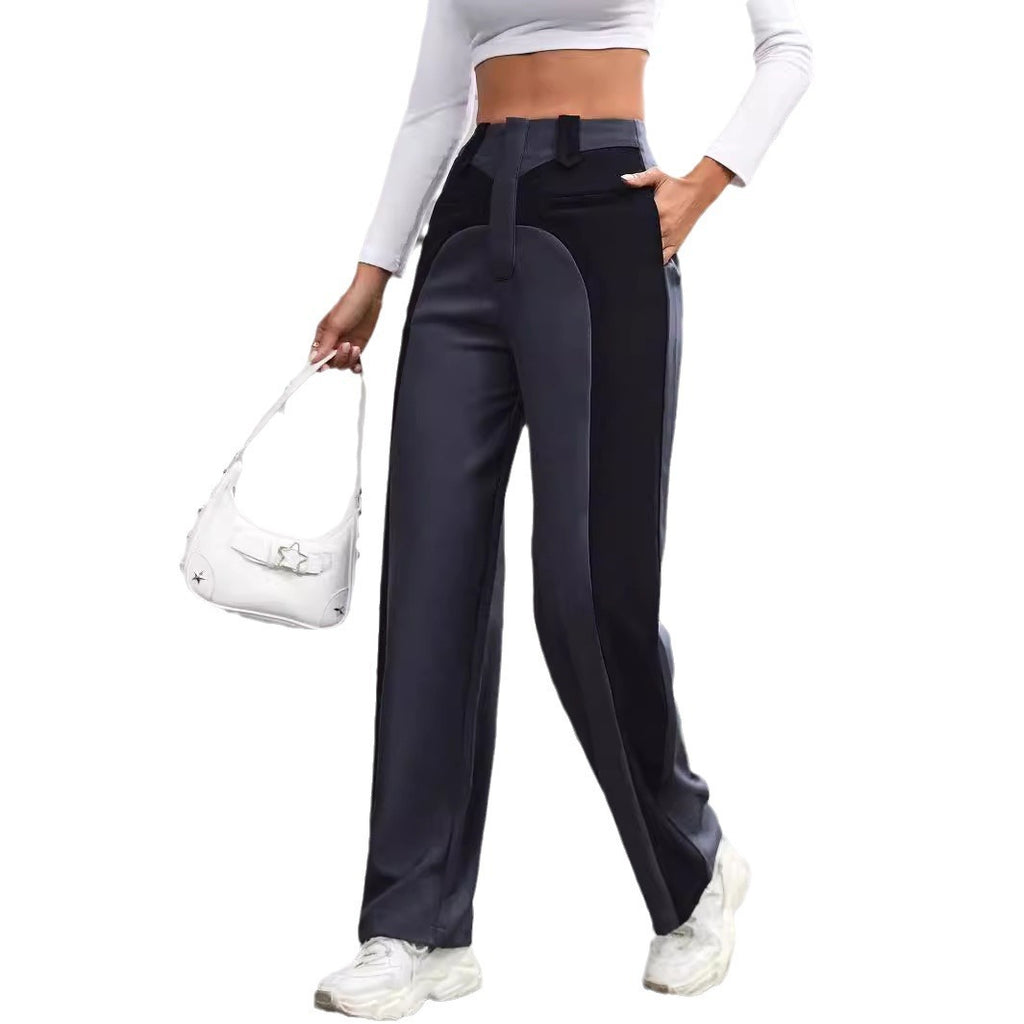 Patchwork Temperament Commuting High-waisted Casual Versatile Slimming Wide-leg Pants