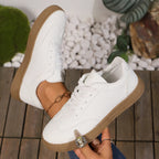 New Casual Fashion Running Women's Korean-style Flat Lace-up White Shoes