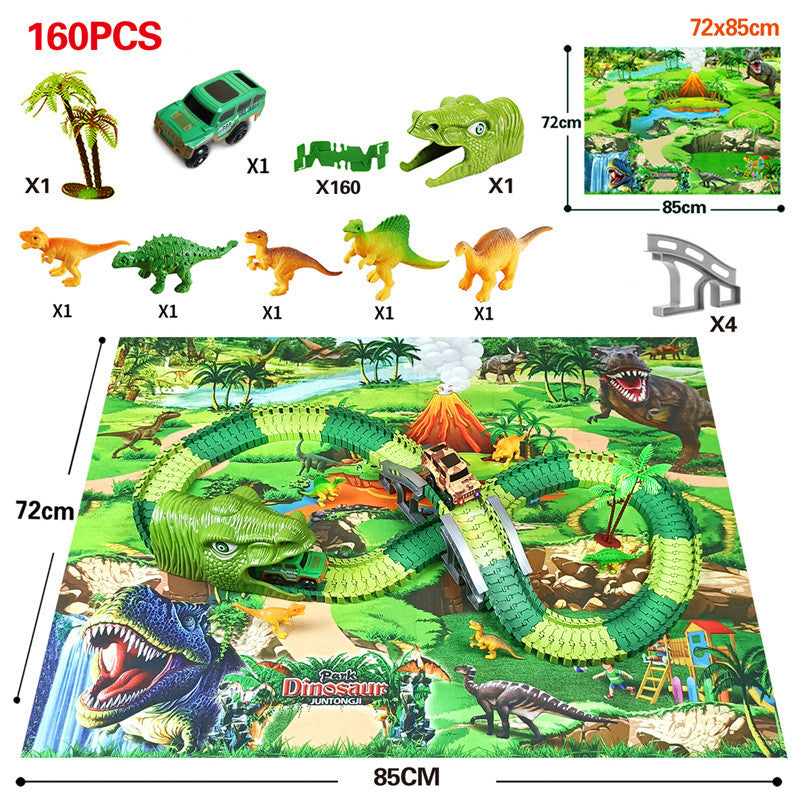 Children's Electric Assembled Track Racing Simulation Animal Tyrannosaurus Dinosaur Toy Puzzle Boy Gift