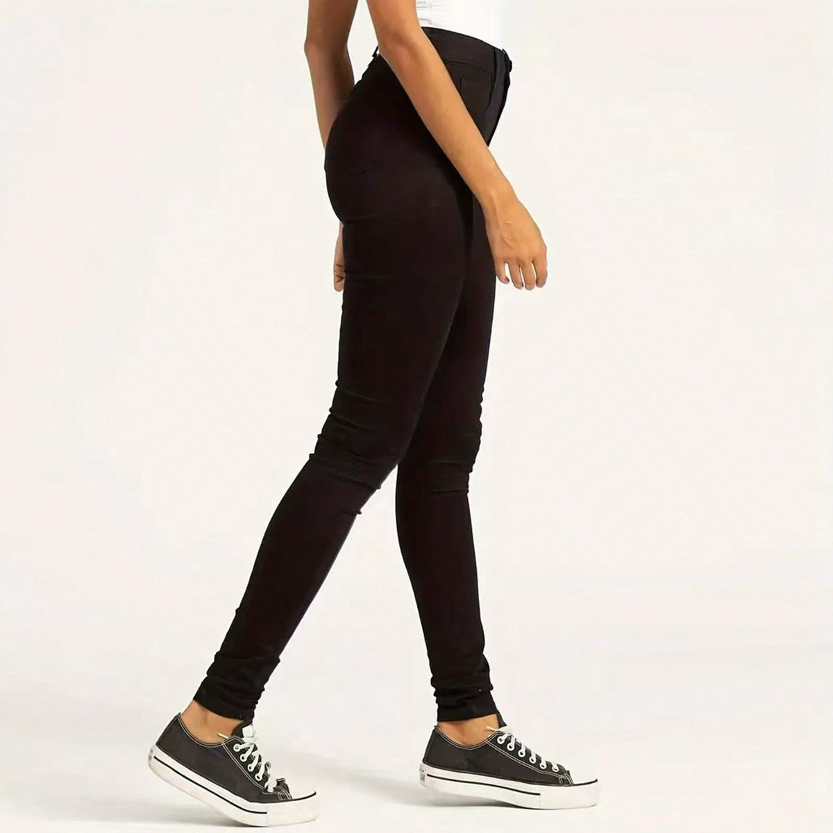 Casual Versatile Simple Solid Color Slim Denim Trousers