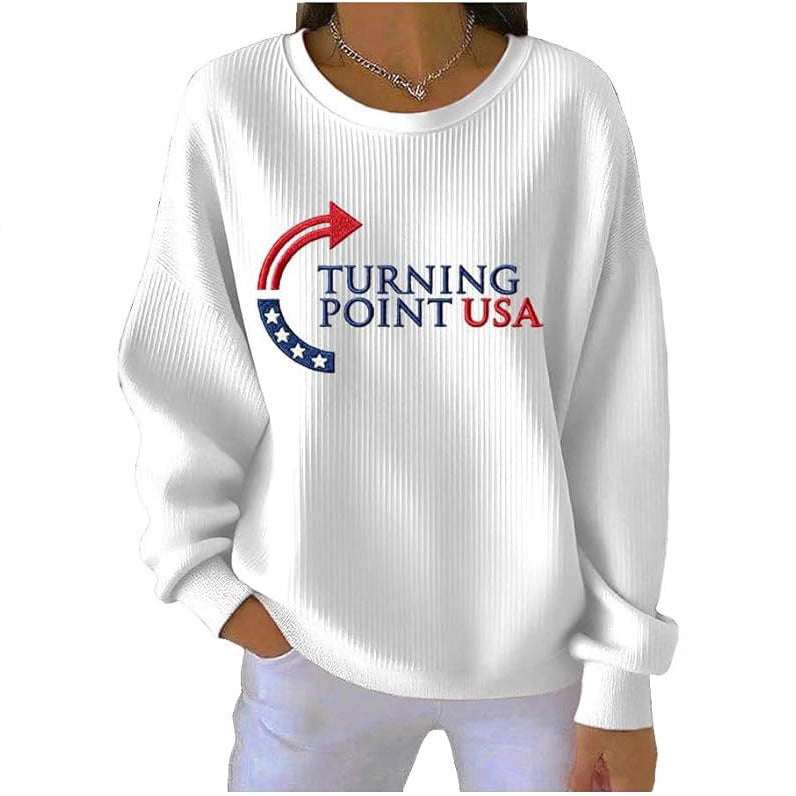Trendy Women's Round Neck Pullover Sweatshirt