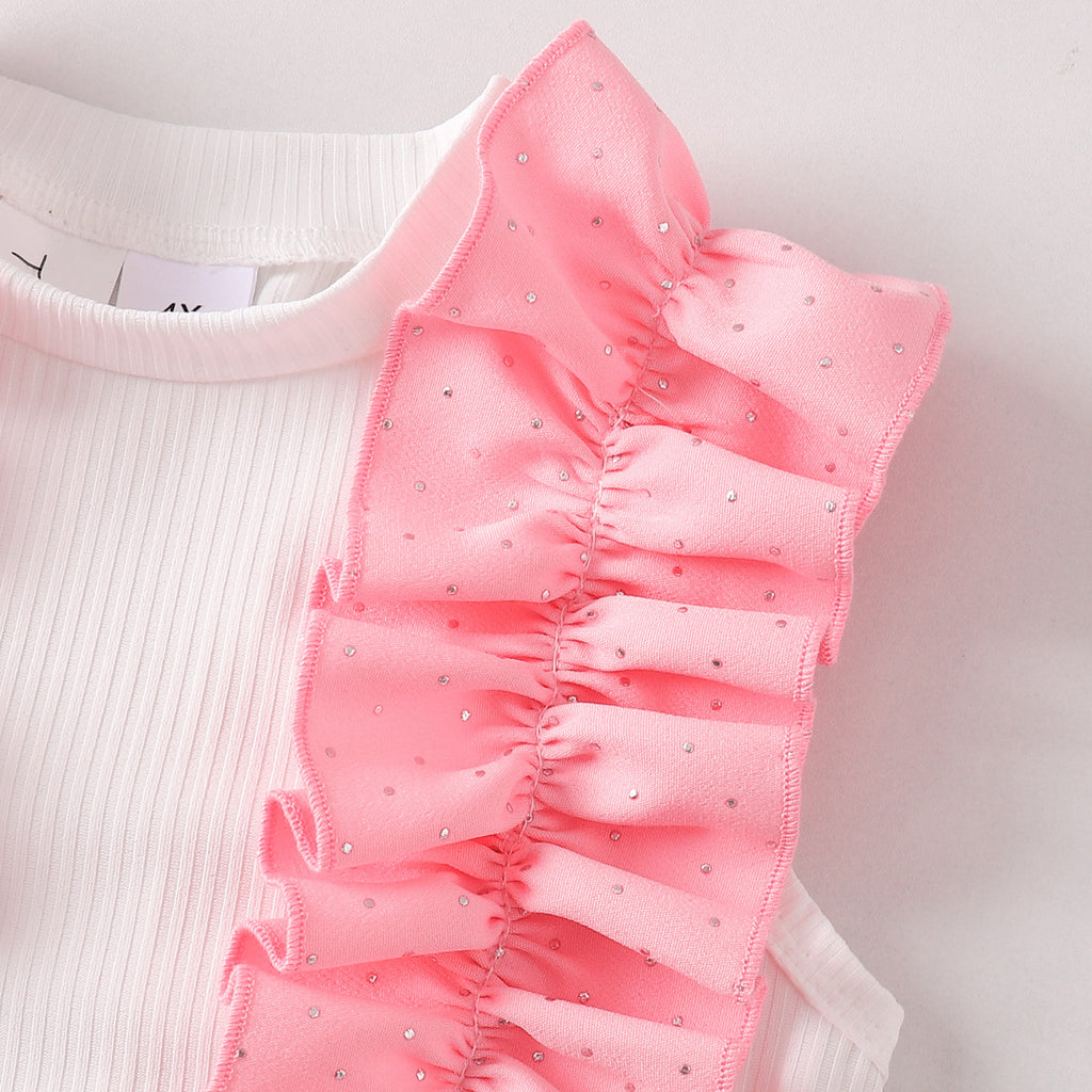 Spring And Autumn Set Pants Sleeveless Bow Children