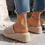 Women's Roman Style Rattan And Straw Woven Sandals