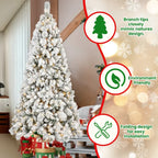 5-foot Velvet Christmas Tree With 250 Warm White LED Lights - 518 Tips, Snowy PVC And Stiff Needle Branches, Hinged Design For Easy Setup, Sturdy Metal Stand - Panoramic Realistic Holiday Tree - The Premium
