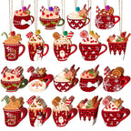 50 Pieces Christmas Wooden Ornaments Hot Cocoa Blanks Pendants Unfinished Predrilled Wood Buffalo Plaid Coffee Mug Slices Hanging For Xmas Festivals DIY Crafts Decoration, 10 Styles - The Premium