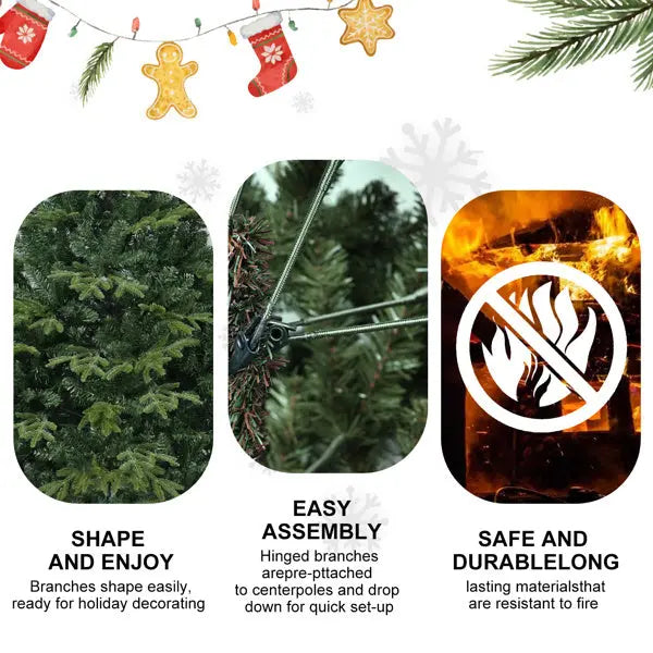 Artificial 4ft Green Christmas Tree With 856 PE PVC Mixed Branch Tips, Steel Wire, Hinged Premium & Foldable Base For Indoor Holiday Decorating - The Premium