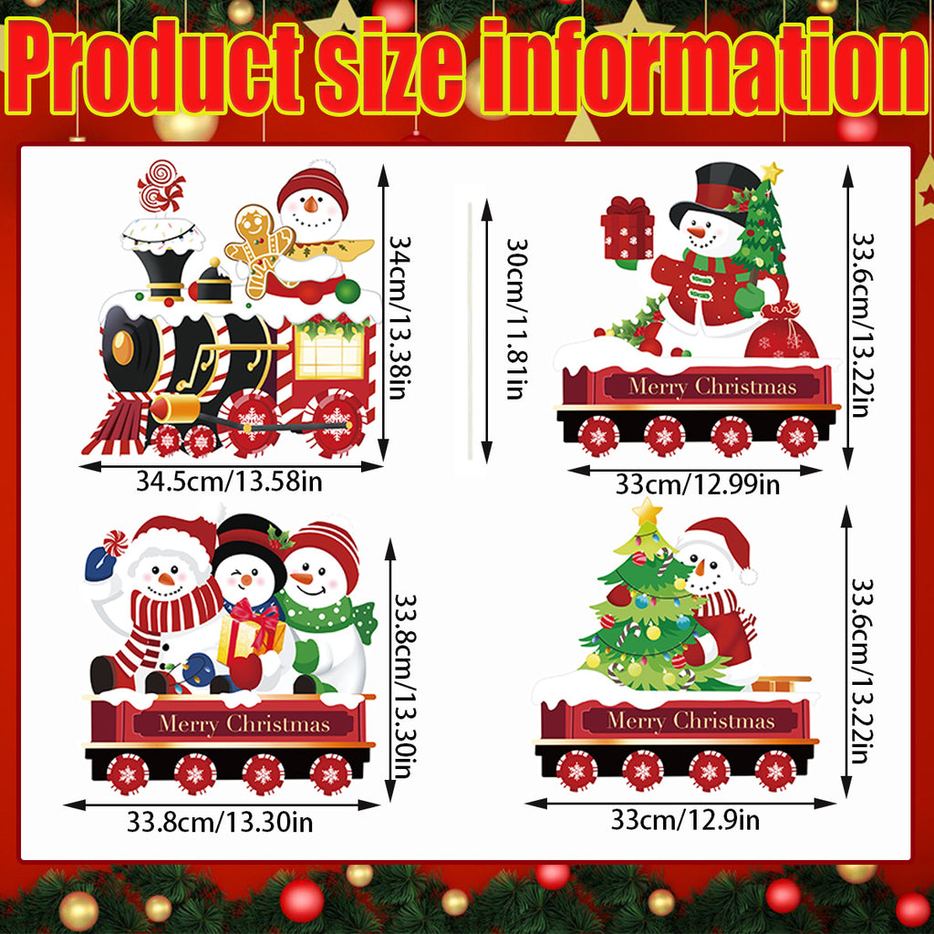 4 Pack Christmas Yard Signs With Plastic Stakes Xmas Train Snowman Christmas Tree Gift Lawn Signs For Yard Fence Garden Lawn Xmas Holiday Outside Decoration Supplies