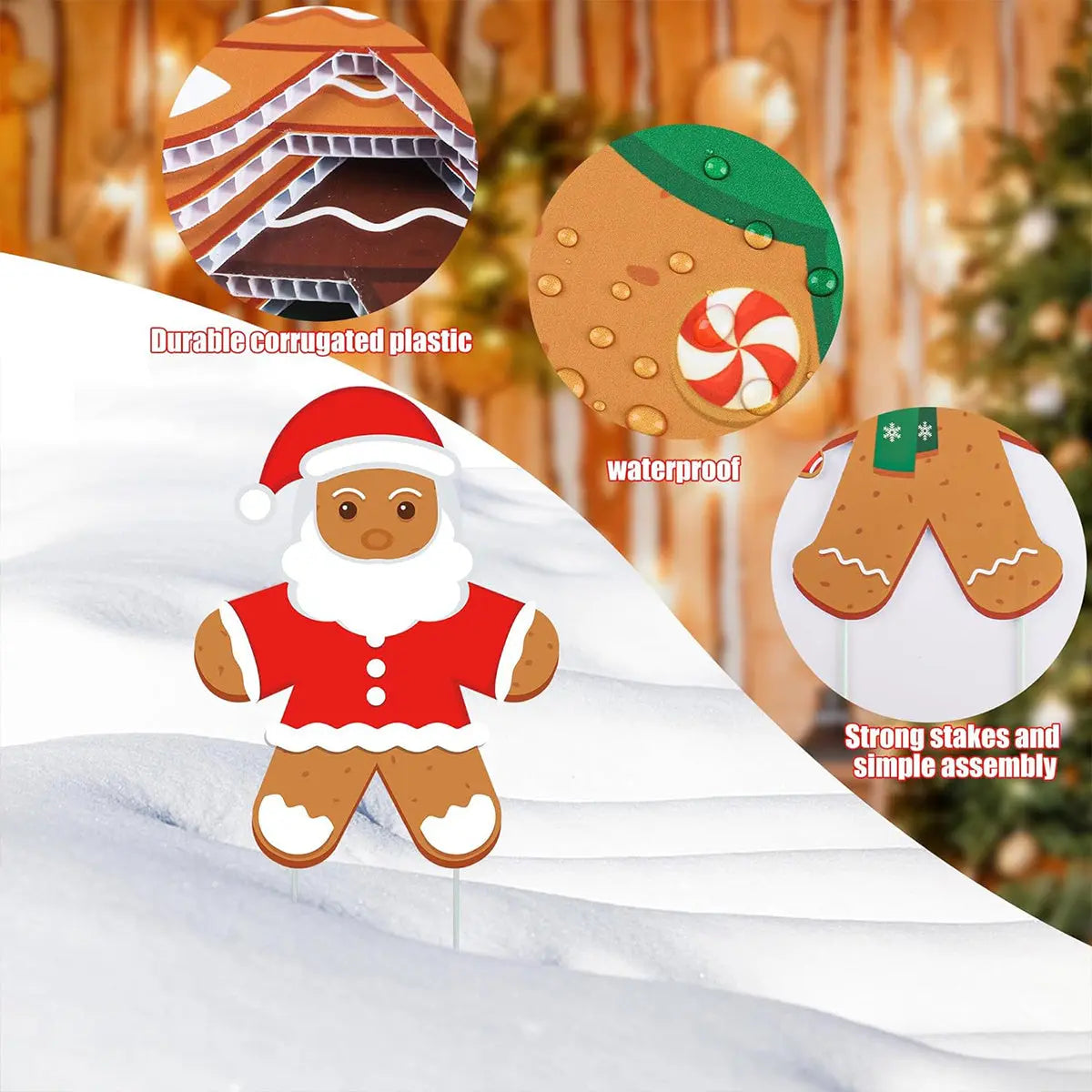 12 Pcs Christmas Gingerbread Man Yard Sign Waterproof Outdoor Xmas Gingerbread Lawn Signs Yard Decoration For Holiday Lawn Yard Patio Walkway Pathway Decor - The Premium