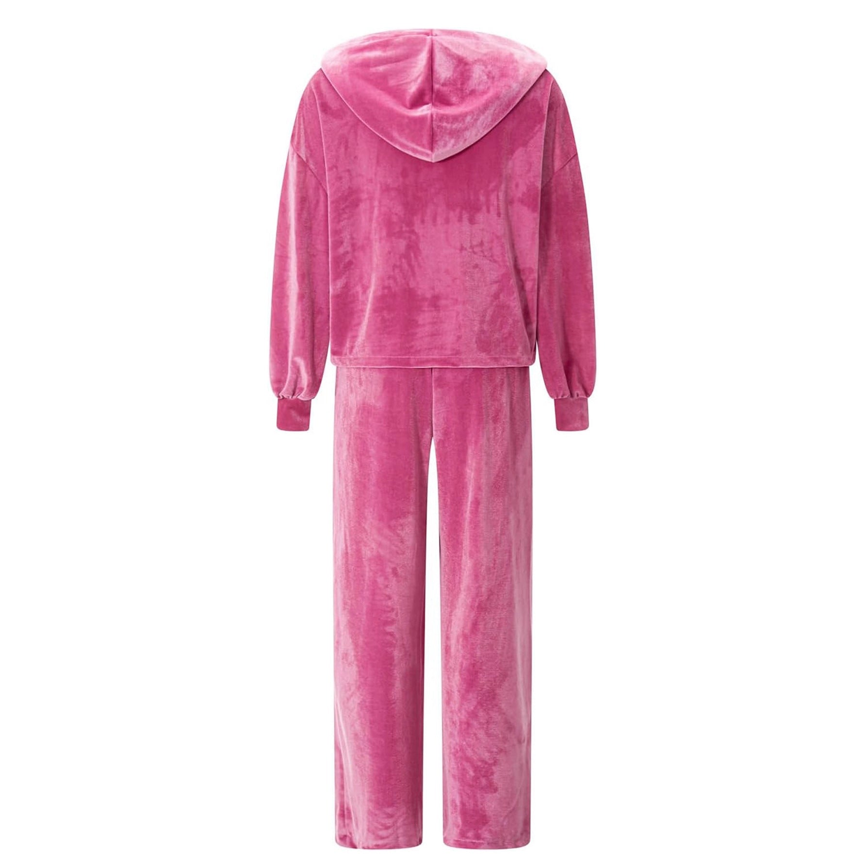 Fashion Velvet Zipper Drawstring Casual Set