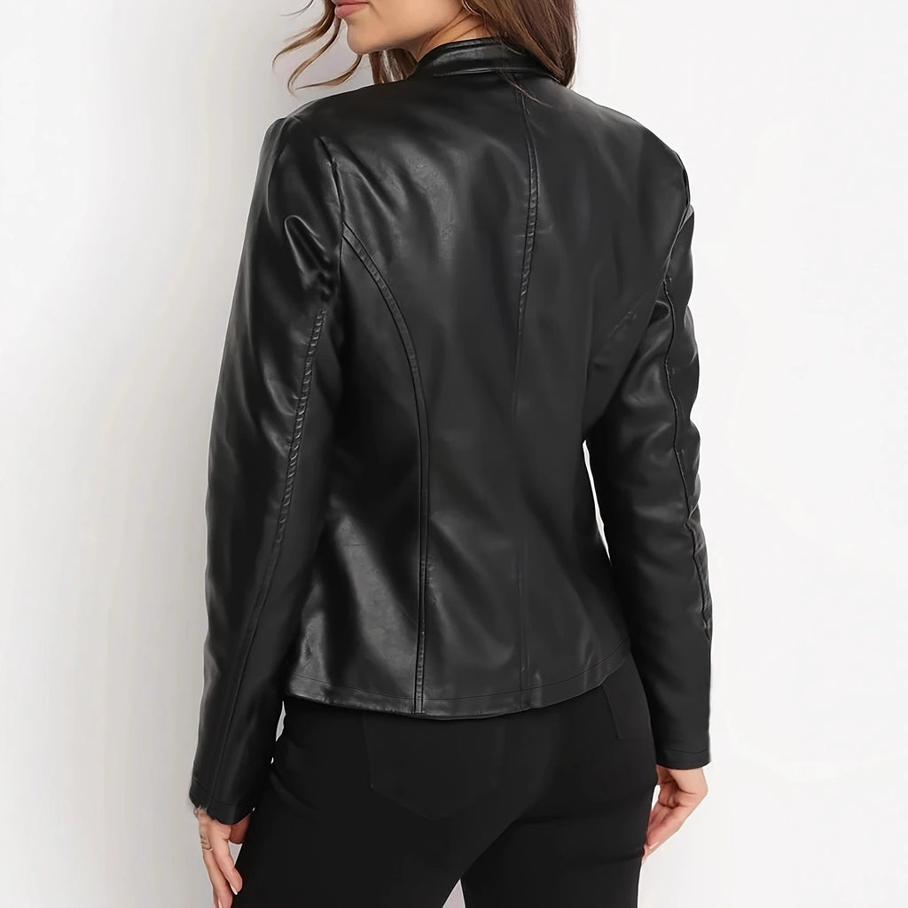 Fashionable Slim-fit Short Women's Leather Jacket