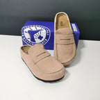 Cowhide Retro Closed Toe Half Slippers Mule Platform Casual Shoes Men And Women Same Style