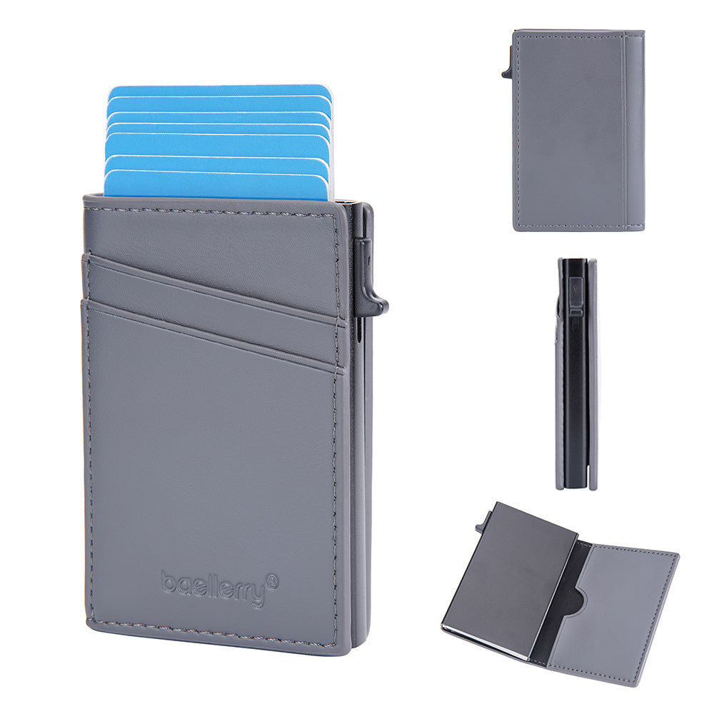 Simple Side Push Aluminum Box Card Holder Men