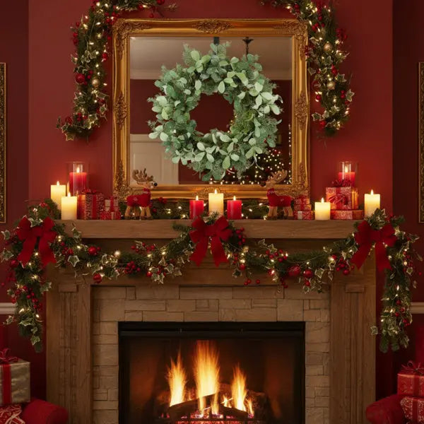 Christmas Cedar Wreath Full Luxe Greenery Holiday Door Festive Pinecone & Berry Accent FBA Shipment - The Premium