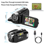 Black-Red Options - 1Pc HD 1080P Digital Video Camcorder 2.7in 16X Zoom DV Camera 270 Degree Rotation Rechargeable Kid Camera With Fill Light Selfie