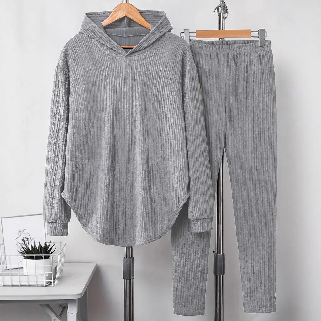Casual Women's Long Sleeve Hooded Sweatshirt And Pants Two-Piece Set
