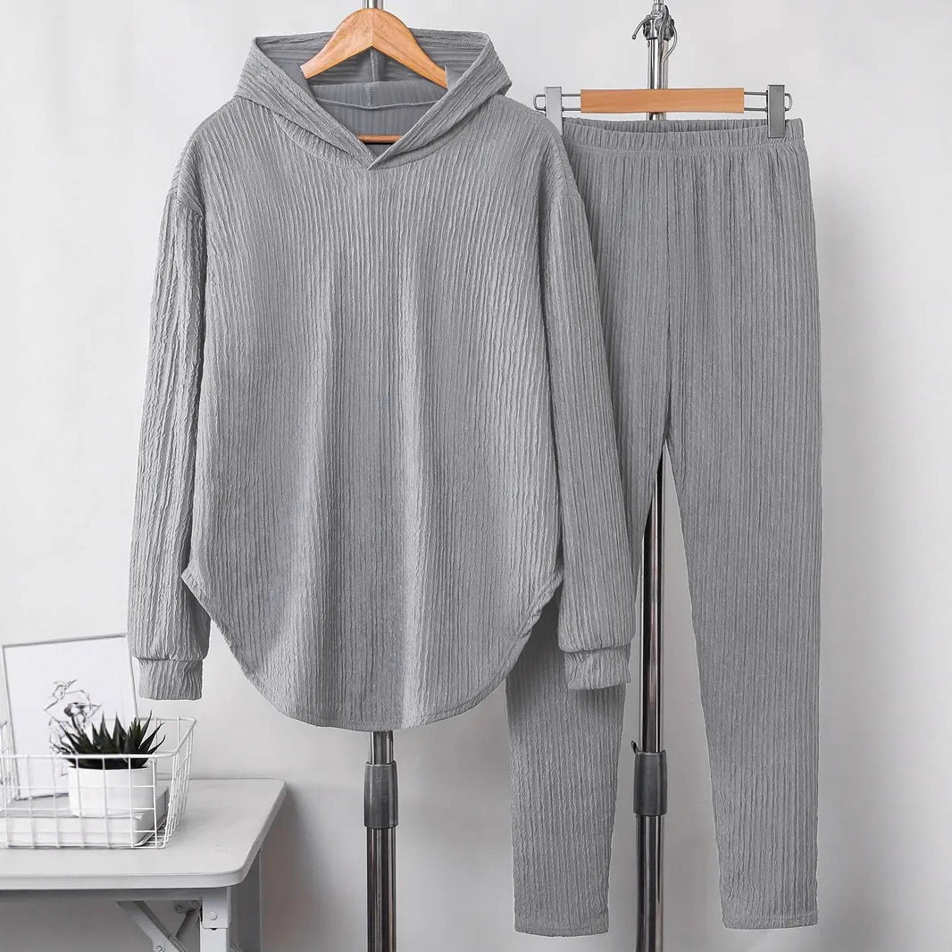 Casual Women's Long Sleeve Hooded Sweatshirt And Pants Two-Piece Set