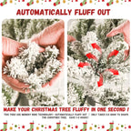 4-foot Flocked Christmas Tree With 150 Warm White LED Lights 350 Tips, With Snowy PVC And Firm Needle Branches, Hinged Design For Easy Setup, Sturdy Metal Base Full And Realistic Holiday Tree - The Premium