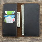 1082 Men's Leather Crazy Horse Leather Long Wallet Card Holder Air Ticket Check Bag