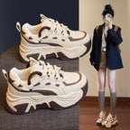 Thick Bottom Heightened Daddy Shoes Women Autumn And Winter New Color Matching Casual Sports