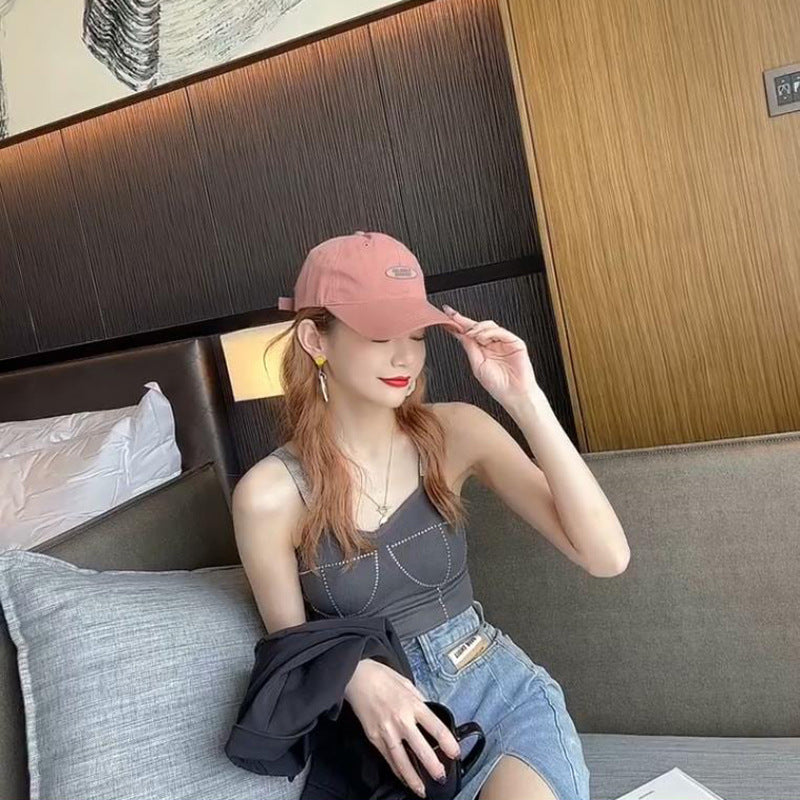 Heavy-duty Diamond-encrusted Sleeveless Innerwear With A Beautiful Back