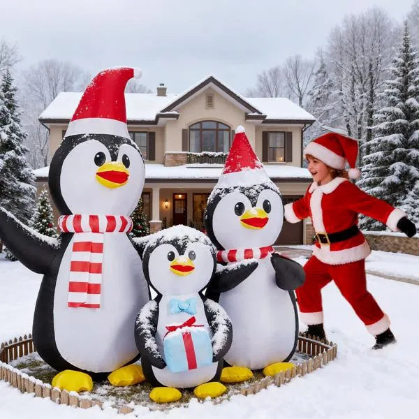 6FT Lighted Christmas Inflatable Decoration, Inflatable Penguin Family, Funny Blow Up Yard Decorations With Built-in LED Lights For Holiday Party Front Yard Lawn Garden Decor - The Premium