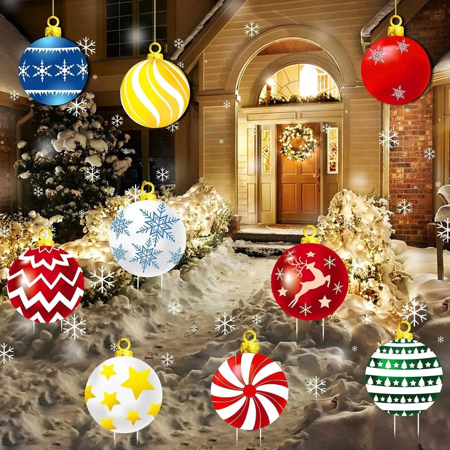 9Pcs Christmas Yard Signs With Stakes And Cords Christmas Balls Yard Signs Decorations For Outdoor Yard Porch Tree Lawn Decorations Xmas Party Decor Clearance - The Premium