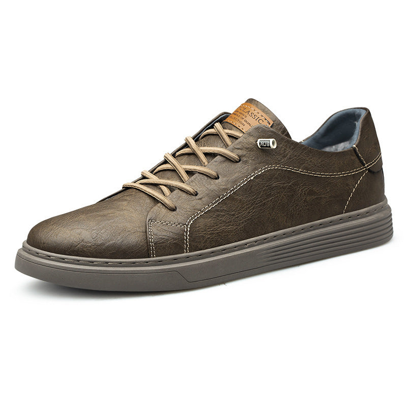 Two-layer Cowhide Casual Sneakers Low-top Men's Shoes