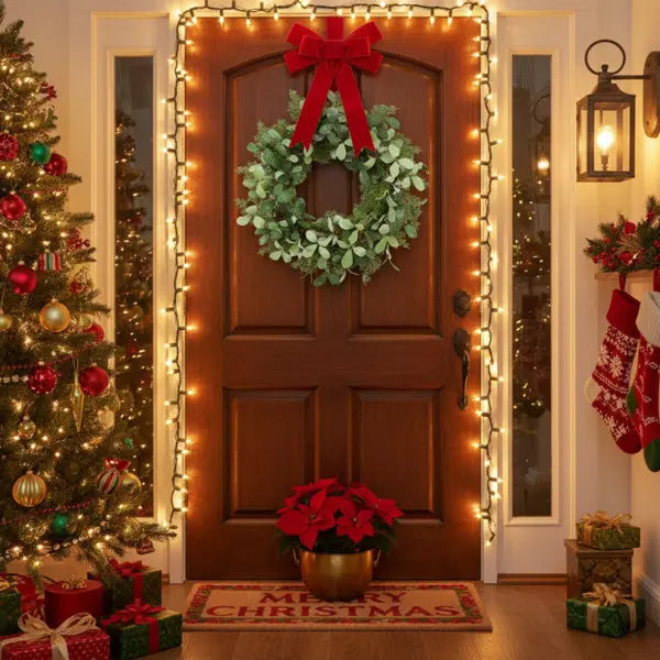 Christmas Cedar Wreath Full Luxe Greenery Holiday Door Festive Pinecone & Berry Accent FBA Shipment - The Premium