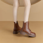 Retro Genuine Leather Martin Boots Women Korean Version Thick Sole