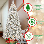 4-foot Flocked Christmas Tree With 150 Warm White LED Lights 350 Tips, With Snowy PVC And Firm Needle Branches, Hinged Design For Easy Setup, Sturdy Metal Base Full And Realistic Holiday Tree - The Premium