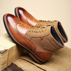 British Style Retro Martin Boots Mid-top Carved Men's