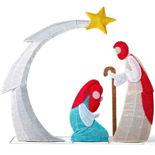 VINGLI 3.7FT Lighted 2D Nativity Scene Outdoor Christmas Decorations, With 170 White LED Lights And Stakes, Easy Assembly And Storage, For Indoor Outdoor Garden Holiday Decoration Christmas Eve Night - The Premium