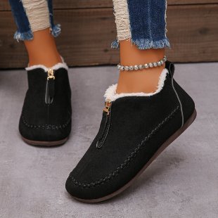 Cotton Boots Women's Casual Solid Color Suede Retro Large Size Snow Boots