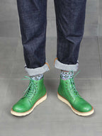 Retro Distressed Color Men Green Worker Boot