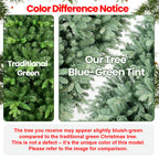 6FT Blue-Green Tint Christmas Tree With 1878 PE PVC Tips Unique Full-Bodied Tree With Hinged Branches, Easy Assembly, Stable Metal Stand, Eye-Catching Holiday Decor