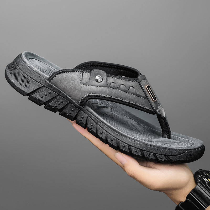 Flip Flops Men's Summer Outdoor Non-slip Wear-resistant Flip-flops Soft Bottom