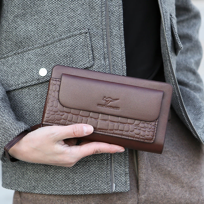 Men's Large Capacity Multi-compartment Business Soft Leather Handbag