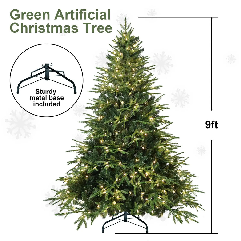 PVC Christmas Tree, Christmas Decorations, Green, With Lights - The Premium