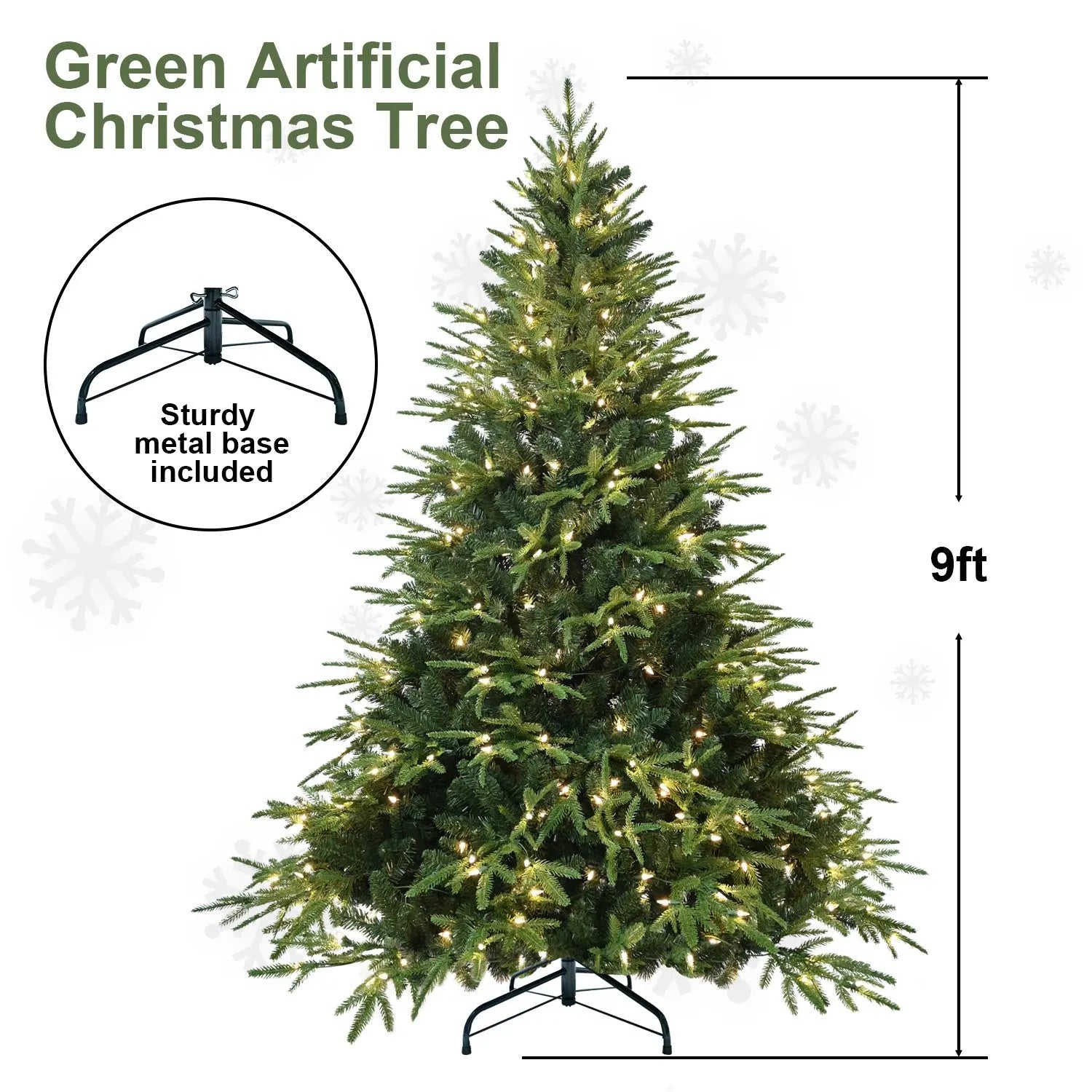 PVC Christmas Tree, Christmas Decorations, Green, With Lights - The Premium