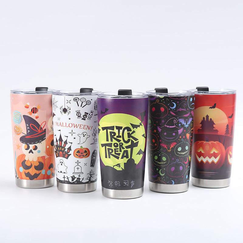 Customized Creative 304 Stainless Steel Insulated Mug, 3D-Printed Beer Cup, Halloween Large-Capacity 20oz Car Tumbler