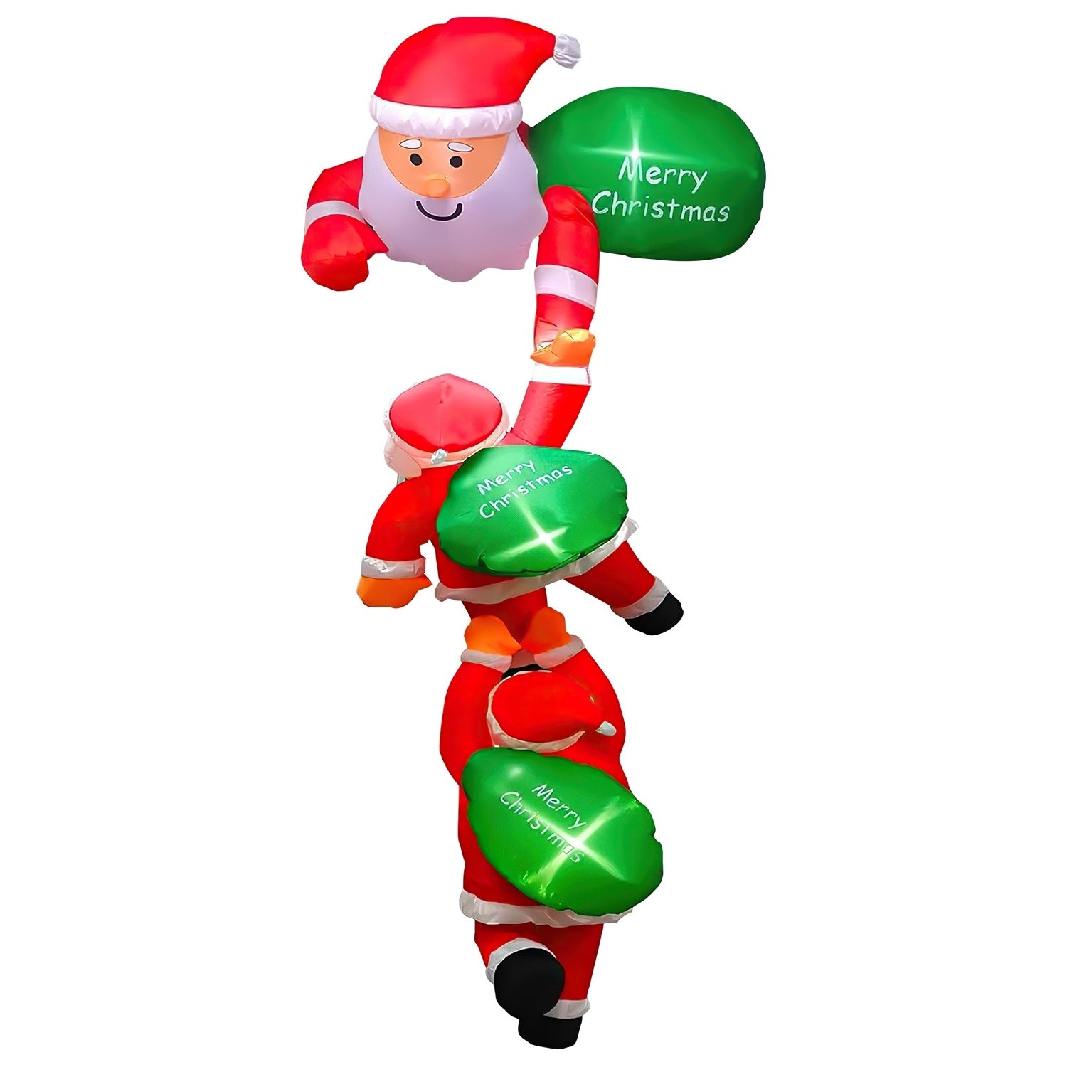 1Pc 8FT Climbing Inflatable Santa Claus With Light Hanging Blow Up Christmas Inflatable Indoor Outdoor Christmas Decorations 3 Santa Claus 3 Merry Christmas Boards