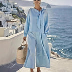 Women's Casual Solid Color Long Sleeve Top And Pants Two-Piece Set