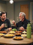 Sports Water Bottle With Portable Handle, Straw, Stainless Steel, American-style, Wide-mouth, Thermal Insulation Cup