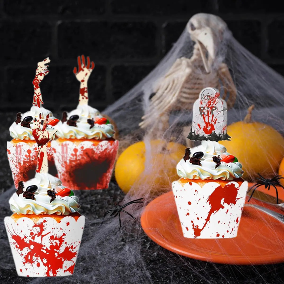 48 Pcs Halloween Cupcake Toppers - The Premium