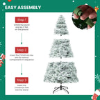 Pre-lit Artificial Christmas Tree, Prelighted Green Artificial Hinged Spruce Xmas Tree With 347 Branch Tips, 120 Incandescent Lights - The Premium