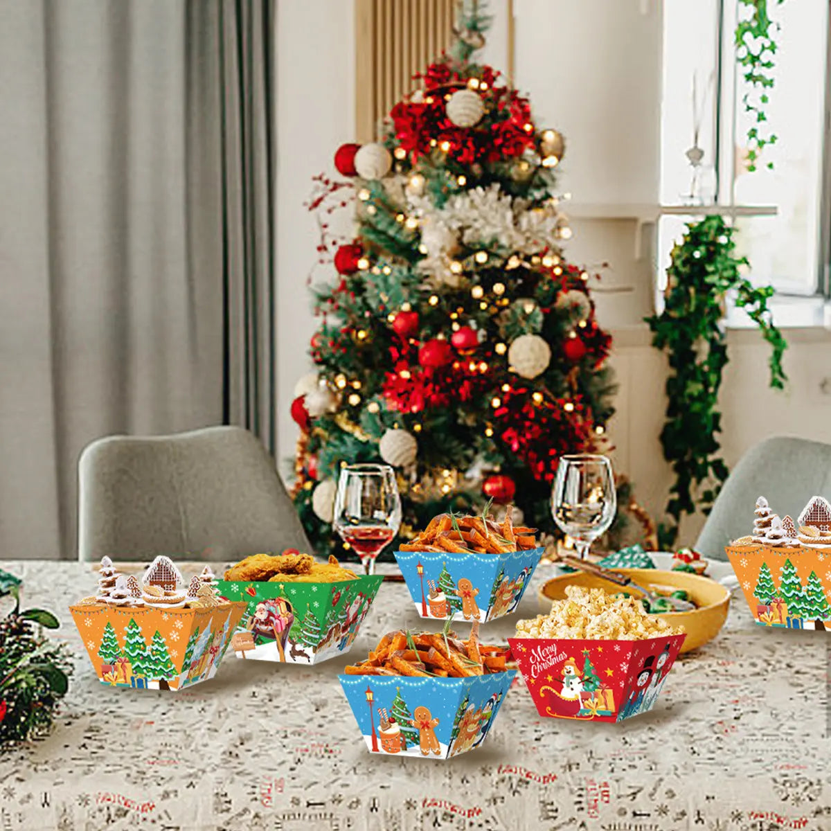 12Pcs Christmas Paper Food Tray - The Premium