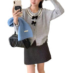 Women's Round Neck Lace Bow Sweater Coat