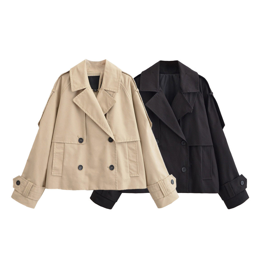 Women's Simple Double Breasted Design Trench Coat